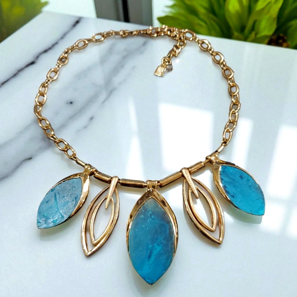 Robert Lee Morris RLM Gold & Stone Statement Necklace